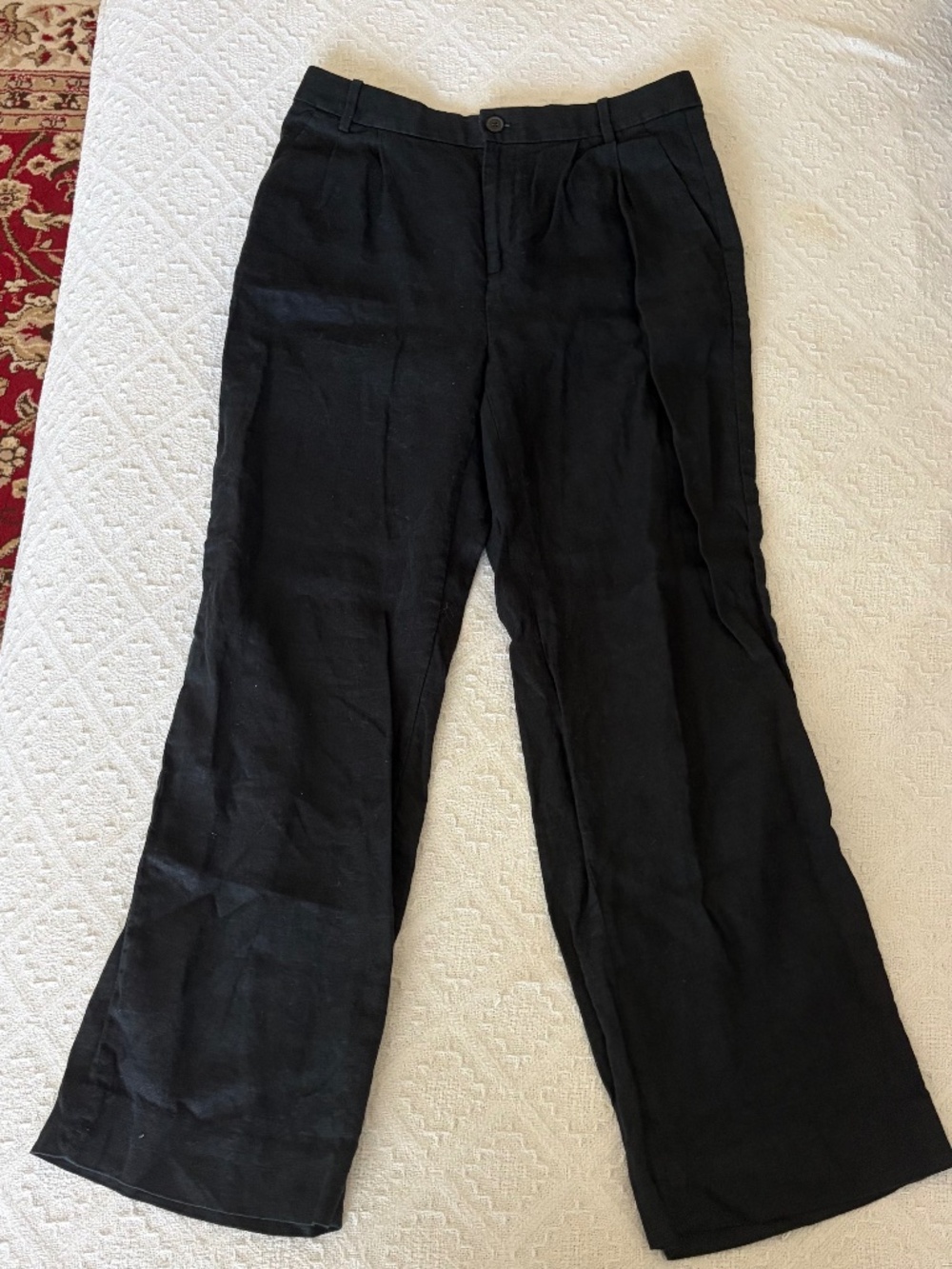 Women's 8 Banana Republic Black Linen Trousers Pleated Front